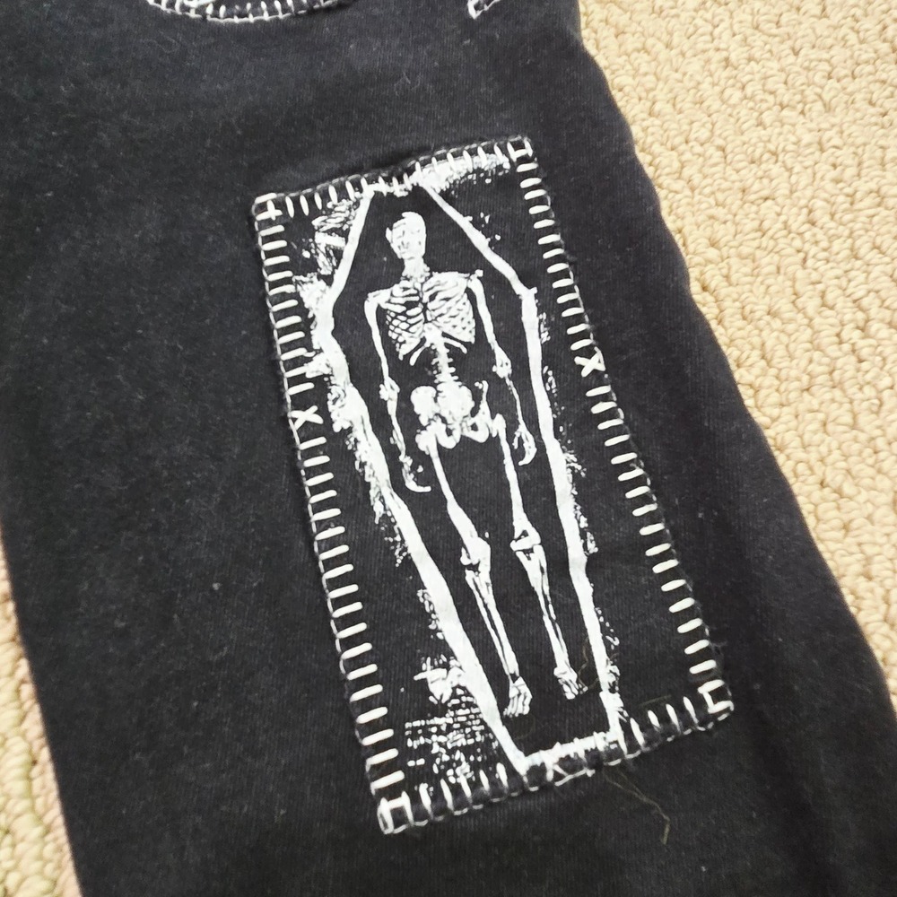 Current Mood Dolls Kill Black Jeans Womens Medium Patch Lace Up Punk Goth Skinny - Picture 15 of 16